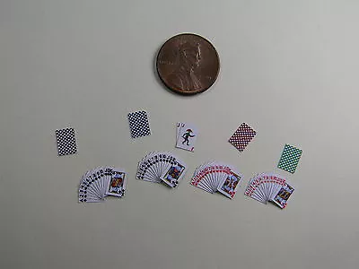 Miniature Playing Cards 1:12 Scale  With Black Backs • $6