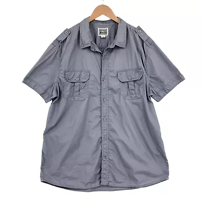 Converse One Star Cargo Button Down Shirt Mens XL Gray Cotton Short Sleeve • $15.99