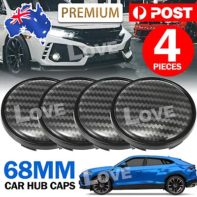 4X 68mm Car Wheel Center Caps Carbon Fiber Black Central Hub Centre Hubcaps AU • $11.45