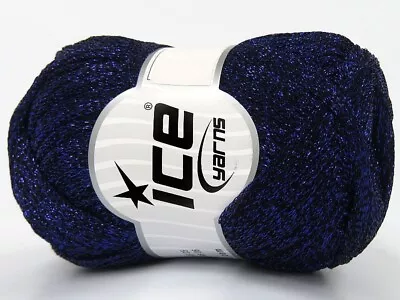 Halley Night Blue 80555 Ice Yarns Metallic Lurex Glitter Ribbon 50g 109yd 1/4 W • $7.99