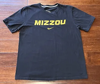 Nike Mizzou Missouri Tigers Football Black Gold Adult Large Graphic Logo T Shirt • $16.49