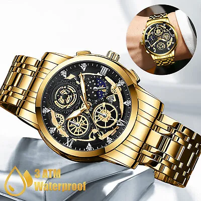 $14.98 • Buy Men's Watch Waterproof Relojes De Hombre Stainless Steel Quartz Classic Luminous