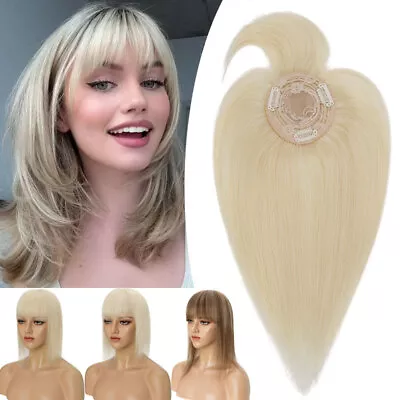 CLEARANCE 100% Human Hair Topper Toupee Hairpiece Clip In Top Piece Extensions U • £32.23