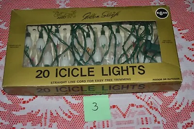 Vintage Christmas ~ Set Of 20 Icicle Lights Strand ~ Multicolor Golden Sleigh #3 • $14.99