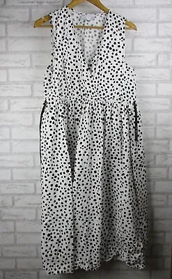 $34 • Buy ASOS Womens A-line Midi Dress White Black Dot Print Uk12 V-neck