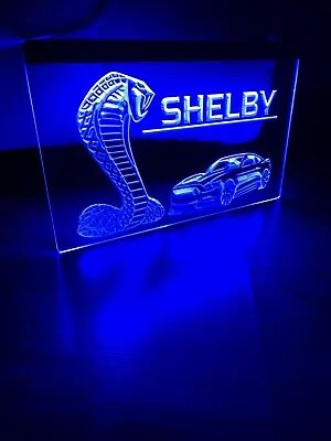 MUSTANG SHELBY NEW LED NEON BLUE LIGHT SIGN 8x12 • $35.99