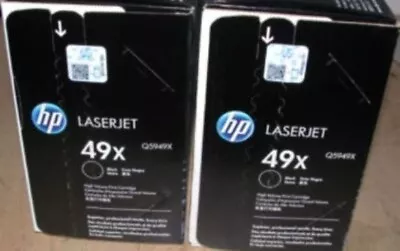 2 Genuine Factory Sealed HP 49X Toner Cartridge Black Box Q5949X ** DAMAGE ** • $95