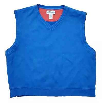 Orvis Sweater Vest Mens XXL Blue V-Neck Pullover Shirt Vest Casual • $18.69