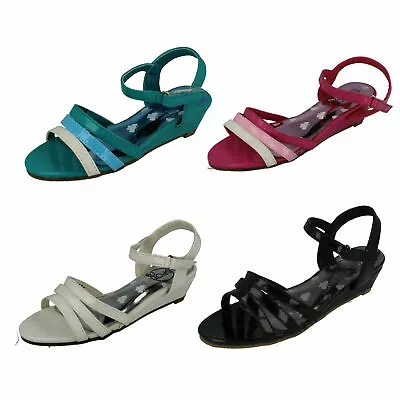 Girls Spot On Open Toe Wedge Heel Ankle Strap Buckle Summer Sandals H1r004 • $29.41