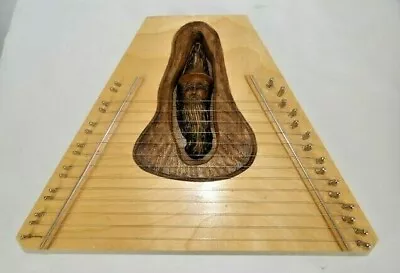 Deluxe Lap Harp Zither With Carved Mountain Man Spirit Figure W/Sheet Music READ • $99.99