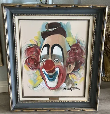 Chuck Oberstein Vintage Original Clown￼ Painting Beautifully Framed ￼ • $475