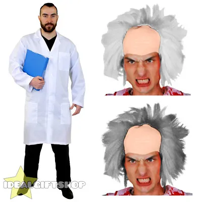 £17.99 • Buy Adults Crazy Scientist Lab Coat Doctor Hospital Experiment Fancy Dress Costume