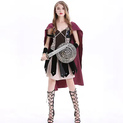 Halloween Costumes Roman Gladiator Girls Womens Outfit Set Cosplay Fancy Dress • $48.99