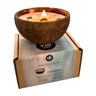 Coconut Shell Candle Meditation With 7 Chakra Gemstones • £13.95