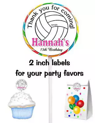 20 Volleyball Birthday Party Favors Stickers Labels For Your Party Favors • $5.99