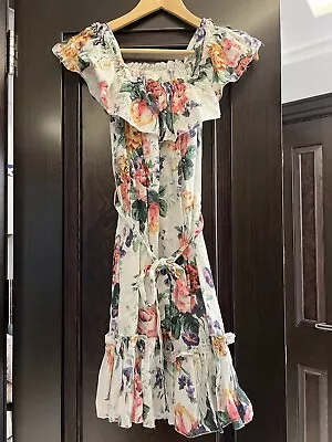 Zimmermann Floral Linen Dress Size XS As Seen On Miranda Kerr • £149.99