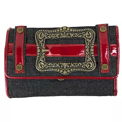 Miss M Purse Womens Red Buckle Western Denim Black Shine Ladies Casual Dressy • $4.99