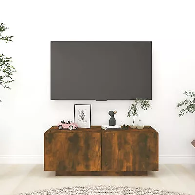 TV Cabinet Smoked Oak 100x35x40  Engineered Wood M0S7 • £64.99