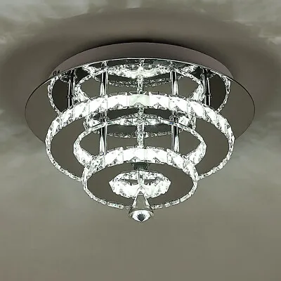 LED Crystal Chandelier Ceiling Light Round Pendant Lamp Dining Room Living Room • £27.99