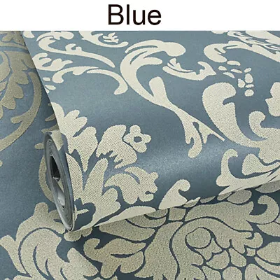 9.5m 5 Colors Luxury Damask Embossed Flocked Textured Non-woven Wallpaper Roll • £21.59