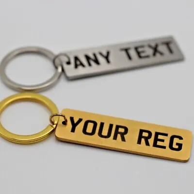 Stainless Steel Customisable Reg Plate Keyring Keychain Laser Engraved Metal • £5.99