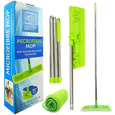 Laminate Floor Mop With Washable Microfibre Removable Cleaning Pad Wood Tile • £14.99