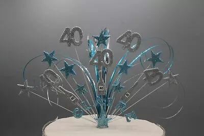 Cake Topper Personalised Stars Hearts 18th 21st 30th 40th 50th 60th 70th 002 • £14.99