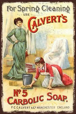 £2.49 • Buy Calverts Carbolic Soap Advert Vintage Style Retro Metal Sign, Bathroom, Laundry
