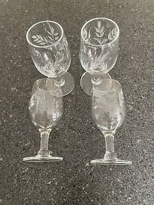 Vintage 1950’s Etched Wheat Cordial/Liqueur Glasses Smooth Stem SET Of 4 • $32