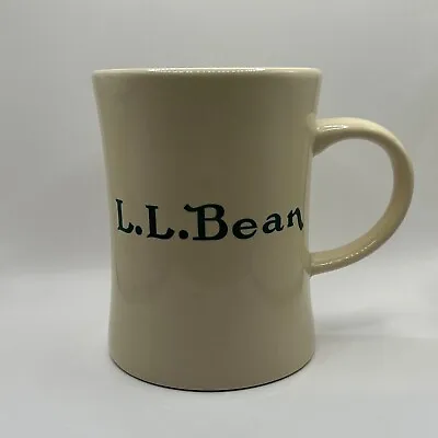 L.L. Bean Coffee Mug Vintage Logo Diner Style Beige Green Freeport Maine Ceramic • $19.99