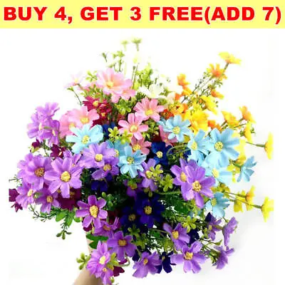 Artificial Flowers Plastic Fake Plants Home In/Outdoor Garden Decor UV Resistant • £2.98