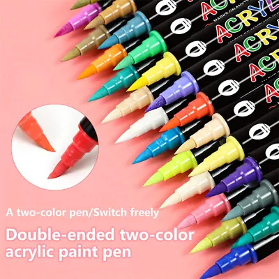 24 Colours Premium Acrylic Paint Marker Pens Extra Fine Tip Rock Painting • £7.14