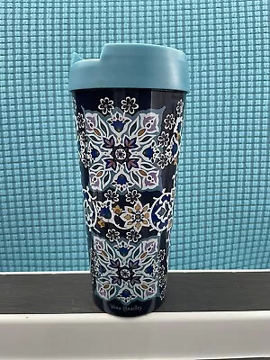Vera Bradley Tumbler Mug Teal Floral Travel 16oz Insulated With Lid • $10.99