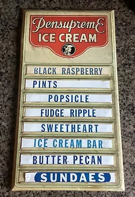 Vintage Pensupreme Ice Cream Menu Soda Fountain Advertising Embossed Metal Sign • $249.99