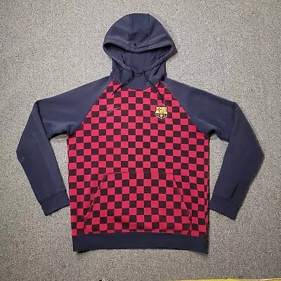 Nike Hoodie Medium FC Barcelona Hoodie Pullover Soccer Checkered Distressed • $22.45