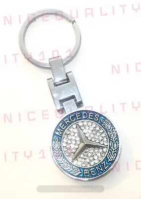 Mercedes Benz Double Sided Metal Keychain Made With Swarovski Crystals • $27.99