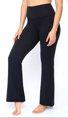 90 Degree By Reflex Womens Black Wonderlink Hudson High Waist Flared Leg Pant 1X • $53.31