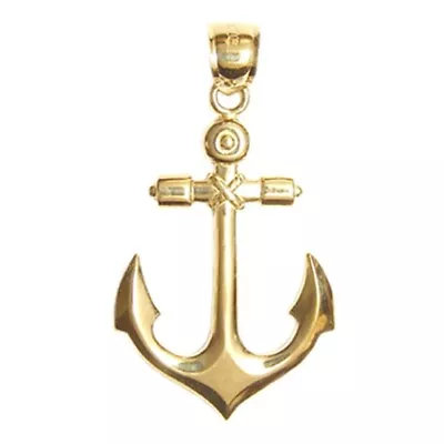 New 14k Yellow Gold Anchor Pendant • $259.99