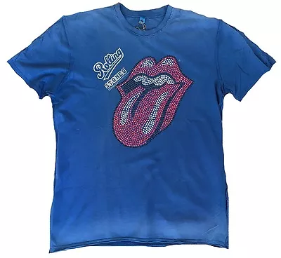 Amplified Official Vintage Rolling Stones Strass Tongue Rock Star T-SHIRT G.S • $81.68