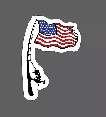 Fishing Sticker Rod USA Flag Waterproof - Buy Any 4 For $1.75 Each Storewide! • $2.95