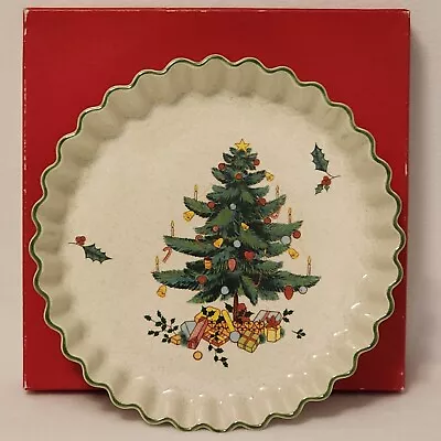 Rare Mikasa Christmas Tree Festive Season Quiche 10  Plate #EB451/247 - Orig Box • $74.99