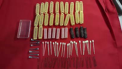 Vintage Hair Rollers And Pins Plastic & Mesh Rollers Plastic Metal Pins Clips • $6.99