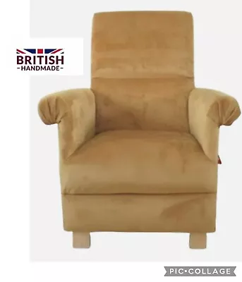 Plain Mustard Fabric Adult Chair Velvet Fabric Armchair Accent Lounge Ochre New • £209.99