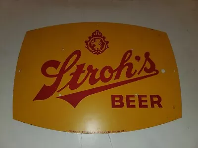 Rare Vintage Stroh's Yellow And Red Steel Beer Light Sign  • $150