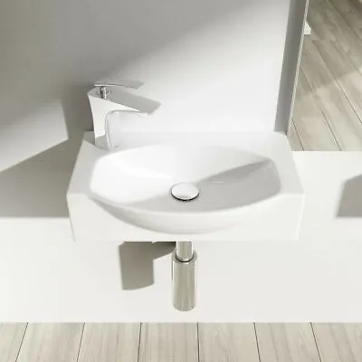 £43.99 • Buy Durovin Cloakroom Wash Basin Sink Ceramic Wall Hung White LH Tap Hole 405x280mm