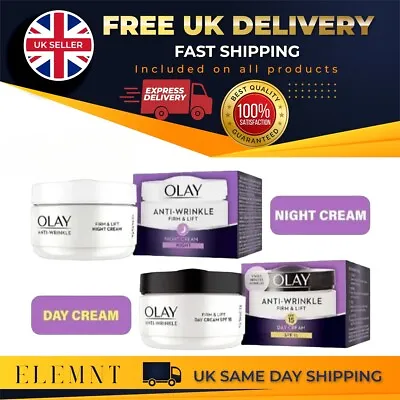 £13.49 • Buy Olay Anti-Wrinkle Day & Night Cream BUNDLE Firm & Lift With Skin Renewal 50ml UK