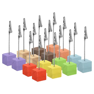 Place Card Holder 16 Pack Memo Clip Holder Stand Wooden Base • £18.81