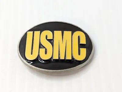 US Marine Corps Pewter & Enamel Belt Buckle USMC Black And Yellow Siskiyou • $14.96