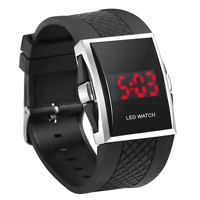 Luxury Digital Mens Red LED Light Sport Wrist Watch NEW Gift Style - Black • £6.49