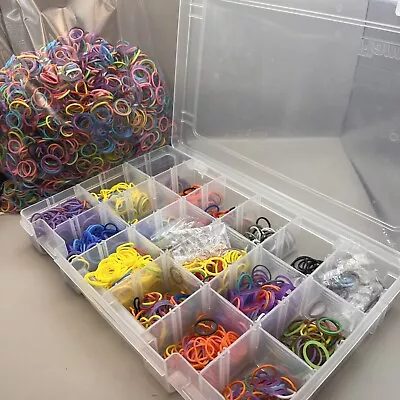 Mini Rubber Bands HUGE LOT! Lots Of Bands C & S Clips Storage Case Included! • $15.65